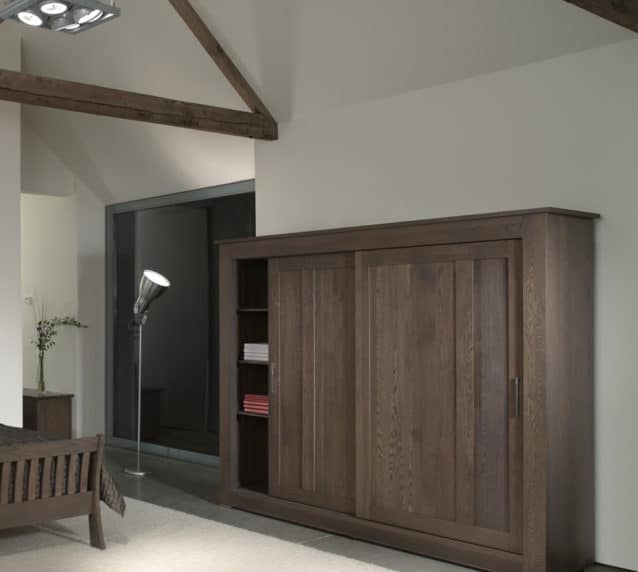 Quercus Solid Oak Sliding Door Wardrobe 2.4m Con-Tempo Furniture