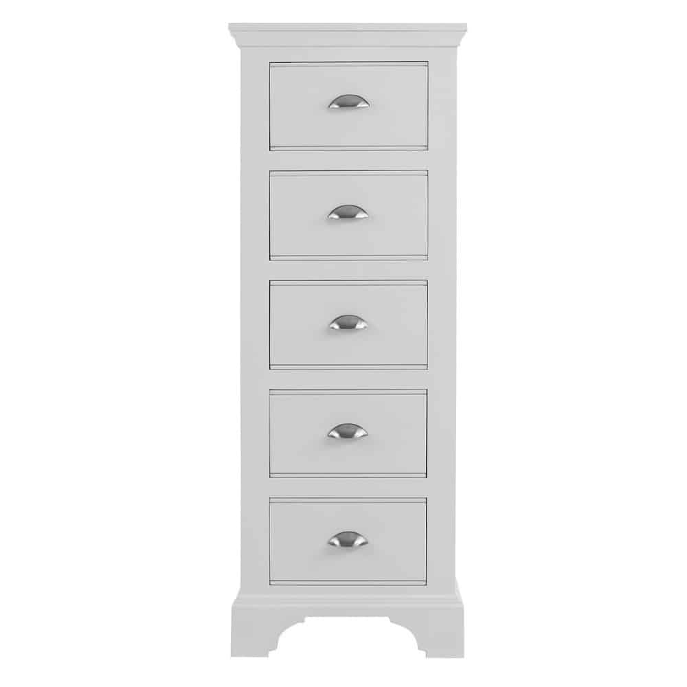 Nouveau Painted 5 Drawer Narrow Chest Con Tempo Furniture