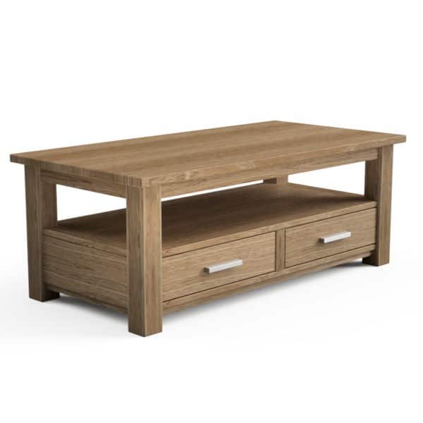 Quercus Solid Oak Coffee Table With  Drawers Con-Tempo Furniture 11
