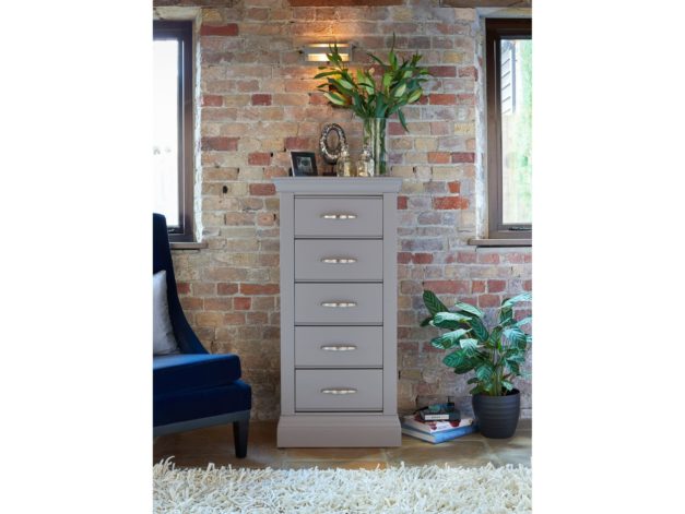 lusso grey painted narrow chest of drawers