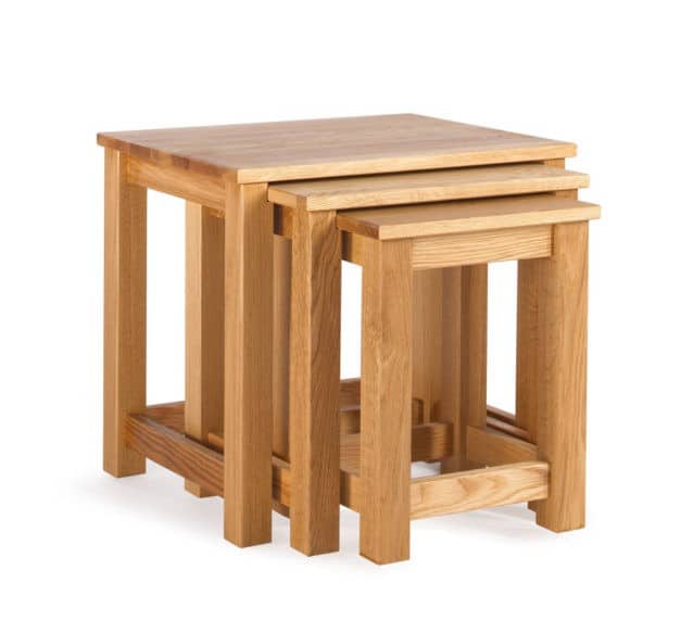 quercus solid oak nest of tables
