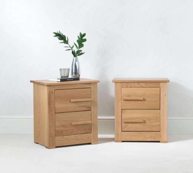 Ora Oak Small Bedside Table 2 Drawers Con-Tempo Furniture