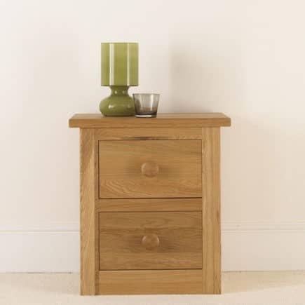 Quercus Solid Oak Small 2 Drawer Bedside Con-Tempo Furniture