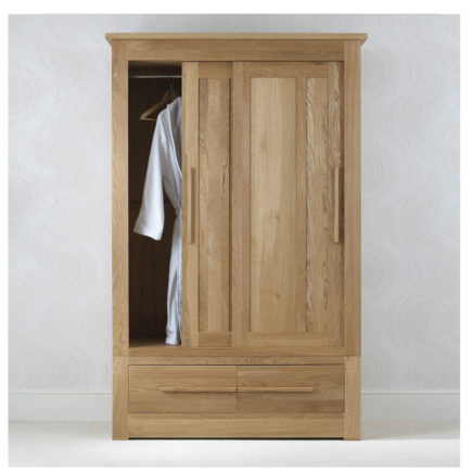 Ora Oak Wardrobe with Sliding Doors & Drawer 1.2m Con-Tempo Furniture