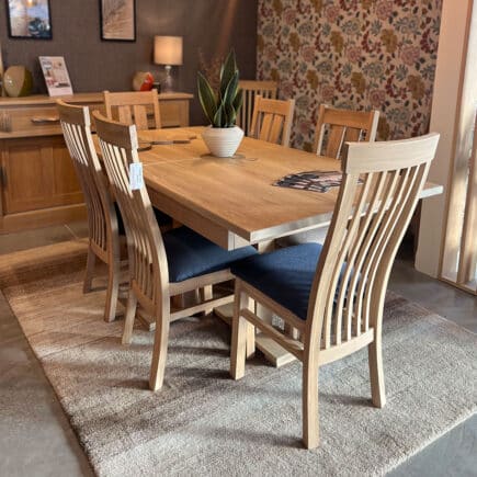 Quercus Solid Oak Extendable Pedestal Dining Table 1.5m Con-Tempo Furniture