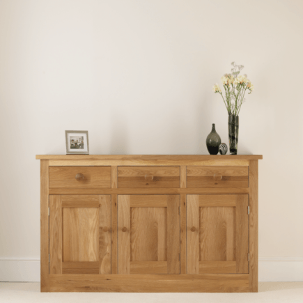 Quercus Solid Oak Sideboard 3 Door & Drawer Con-Tempo Furniture