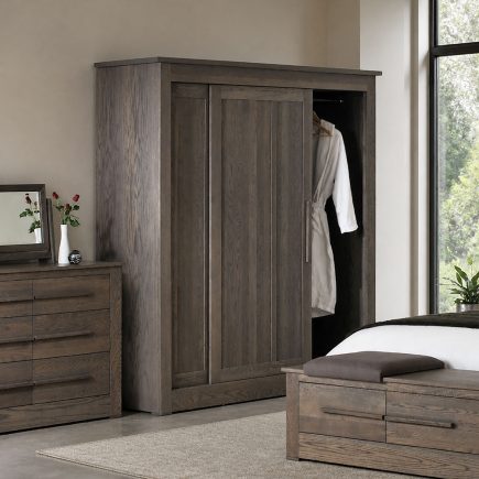 Compact Oak Wardrobe with Sliding Doors Con-Tempo Furniture
