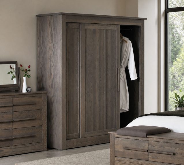 Compact Oak Wardrobe with Sliding Doors Con-Tempo Furniture