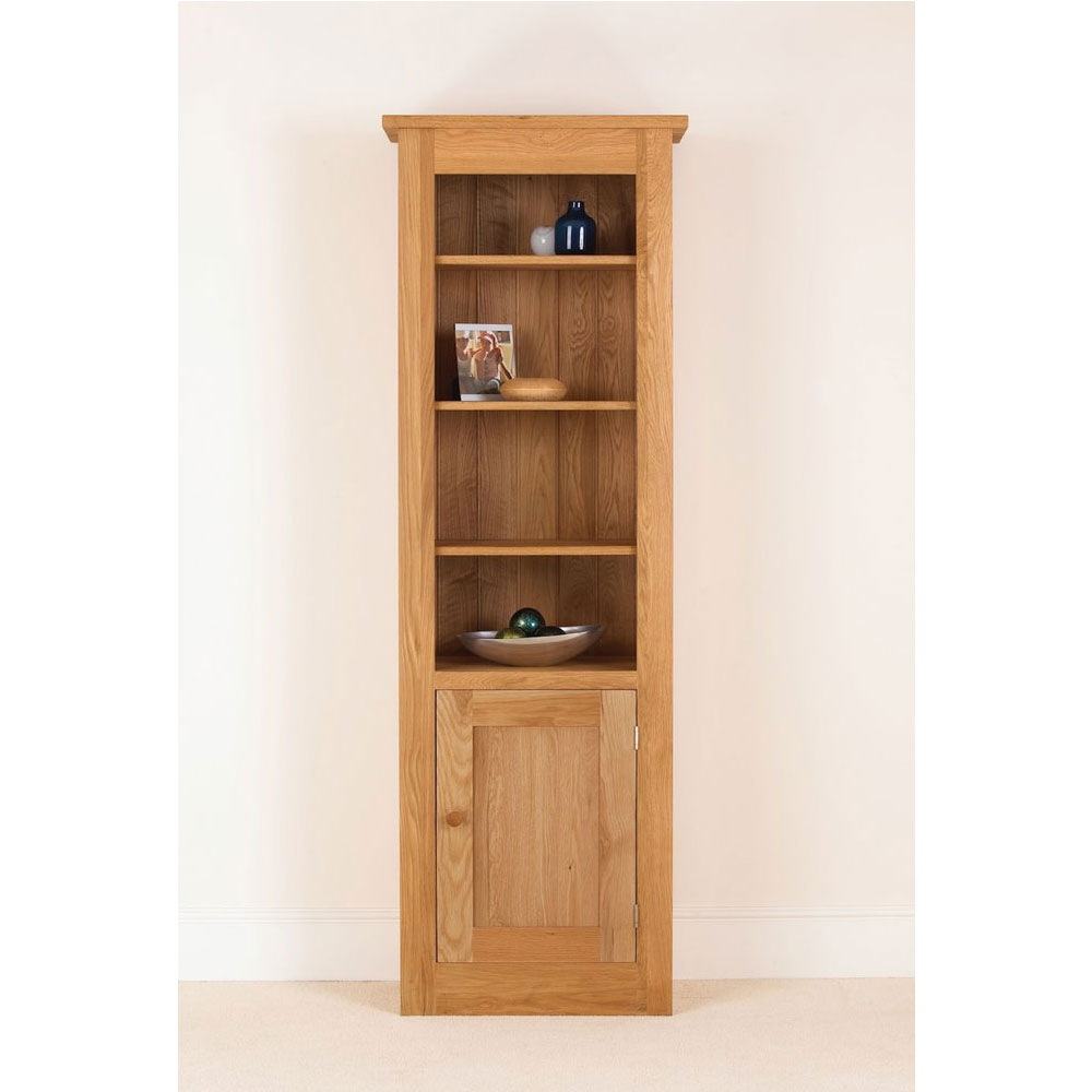 Quercus Solid Oak Half Door Cabinet 78, Solid Oak Bookcases With Cupboard Doors