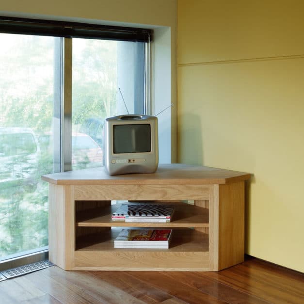Quercus Solid Oak Corner TV Unit Con-Tempo Furniture