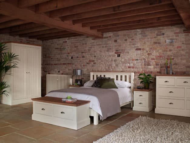 Impelo ivory painted bedroom furniture with solid oak tops