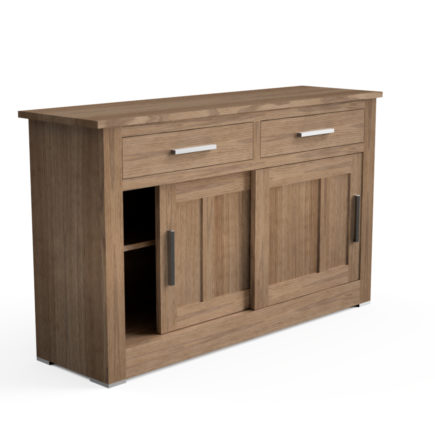 Quercus Contemporary Solid Oak Sliding Door & Drawer Sideboard 1.5m Con-Tempo Furniture