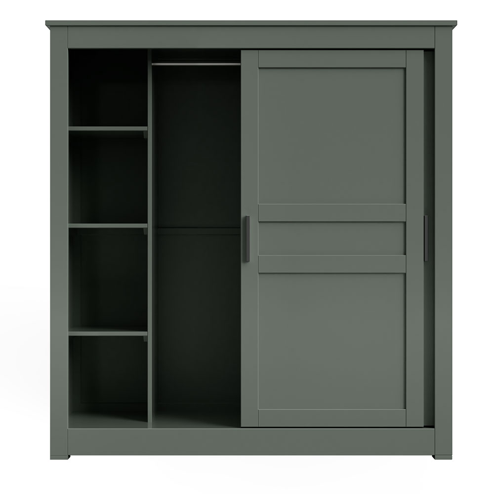 NEW Zante 1.8m Painted sliding door wardrobe with 1/4 shelving Con-Tempo Furniture