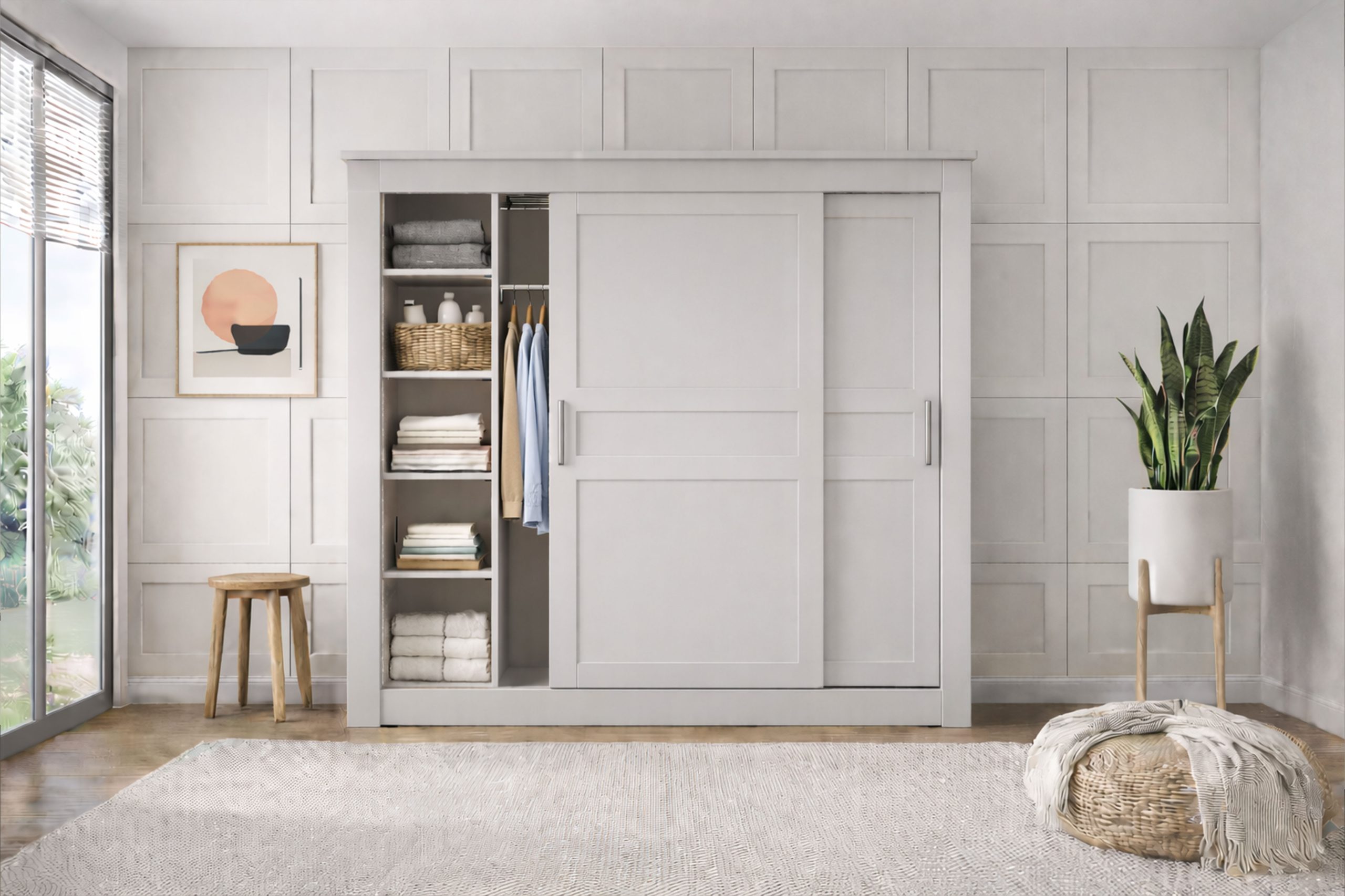 painted-sliding-door-wardrobe-with-shelving