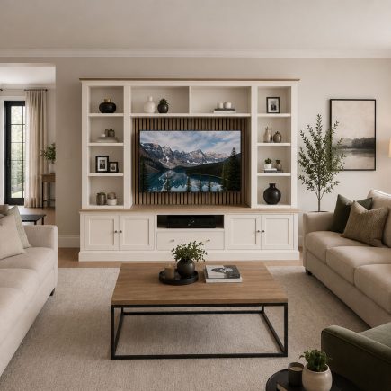 Henley Oak  & Painted Media Wall Unit Con-Tempo Furniture