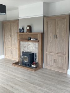 bespoke Quercus cabinets for alcove